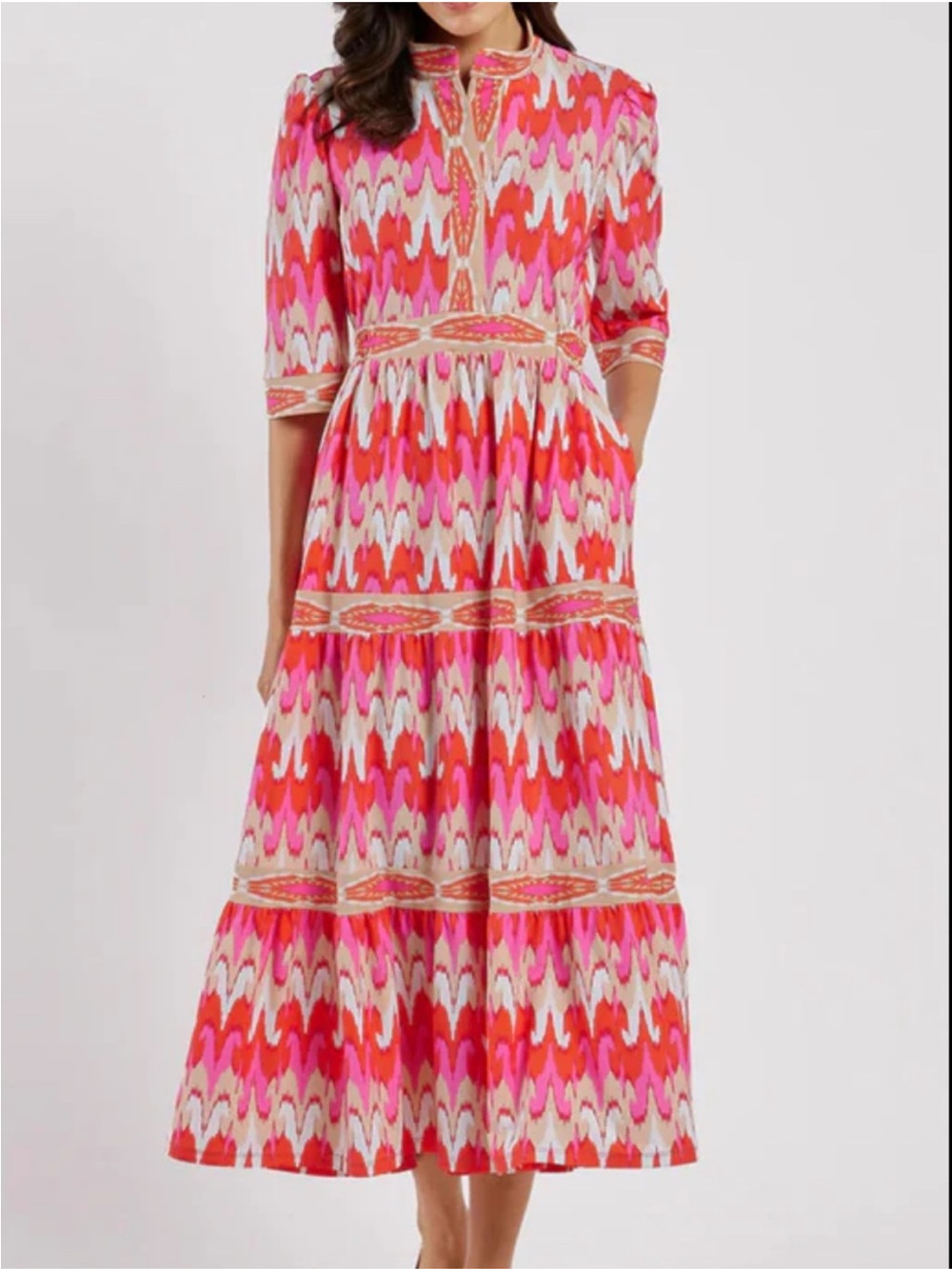Jude Connally Candy Midi Dress Pink Ikat